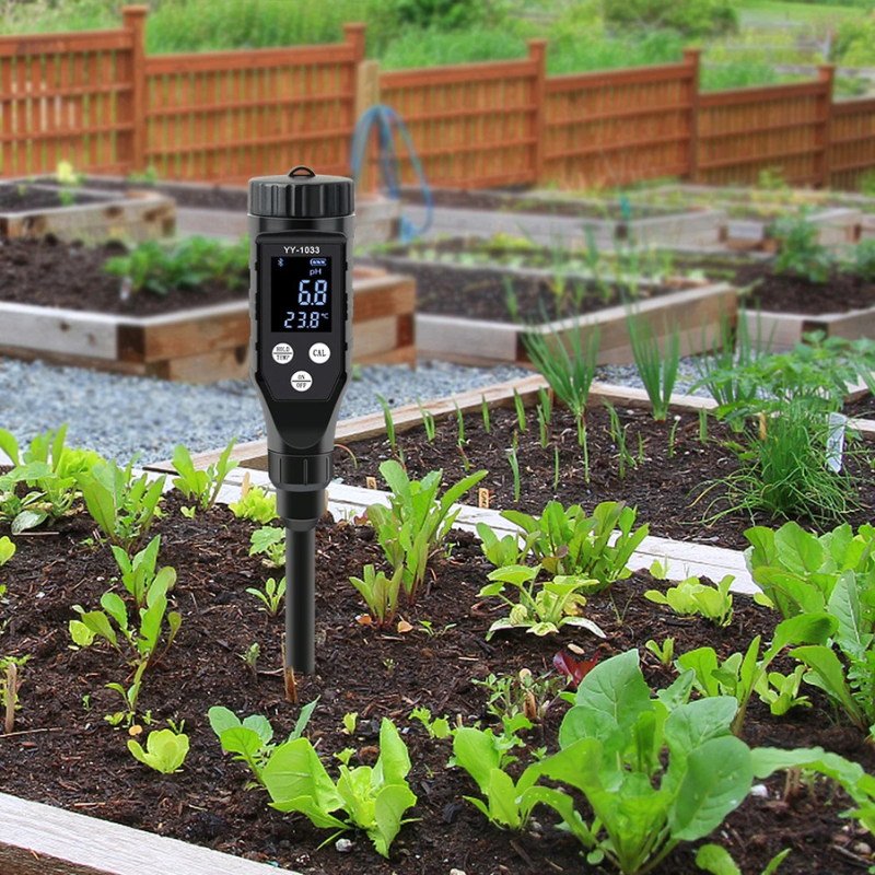 Medidor de pH del suelo - Medidor de temperatura del suelo - Medidor inteligente Bluetooth - Herramienta de jardinería - Comprobador de pH - Medidor de suelo para plantas - Electrodo reemplazable - Medidor de pH para invernaderos - Cultivo en macetas - Herramienta de agricultura