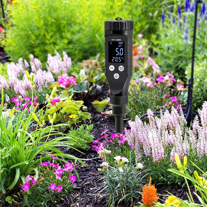Medidor de pH del suelo - Medidor de temperatura del suelo - Medidor inteligente Bluetooth - Herramienta de jardinería - Comprobador de pH - Medidor de suelo para plantas - Electrodo reemplazable - Medidor de pH para invernaderos - Cultivo en macetas - Herramienta de agricultura