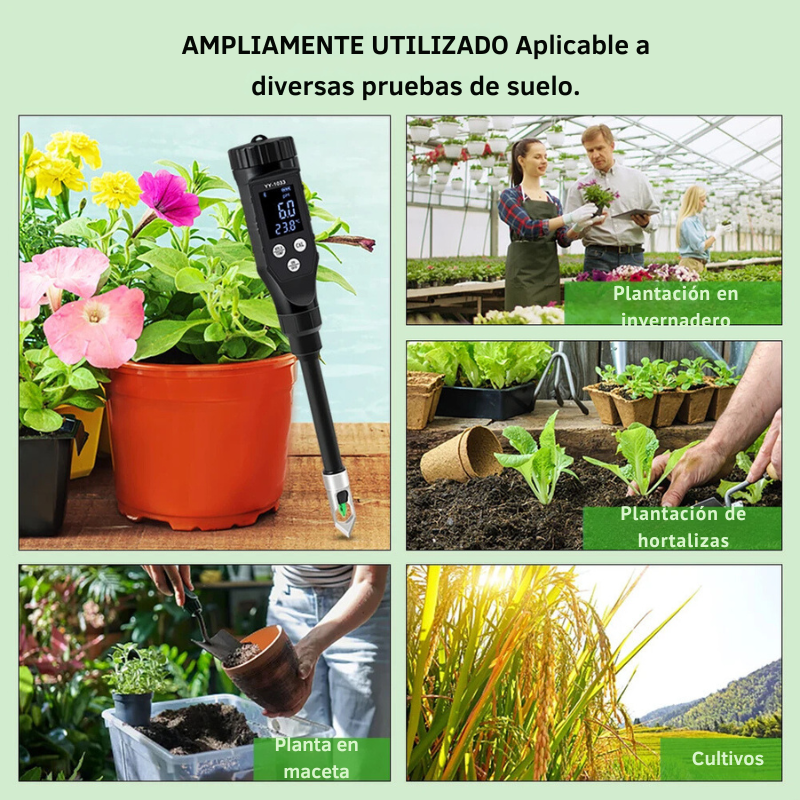 Medidor de pH del suelo - Medidor de temperatura del suelo - Medidor inteligente Bluetooth - Herramienta de jardinería - Comprobador de pH - Medidor de suelo para plantas - Electrodo reemplazable - Medidor de pH para invernaderos - Cultivo en macetas - Herramienta de agricultura