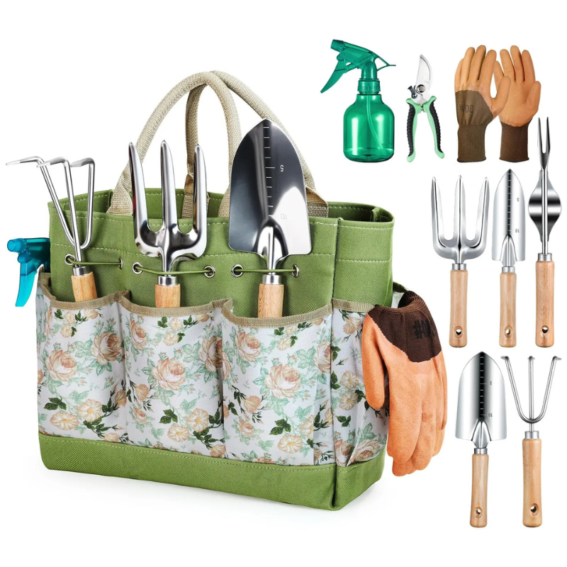 Juego de herramientas de jardinería para mujer
- Organizador de herramientas de jardín - Herramientas de mano duraderas - Jardinería a prueba de óxido - Set de jardinería - Herramientas de jardinería ligeras - Bolsa de herramientas de jardín