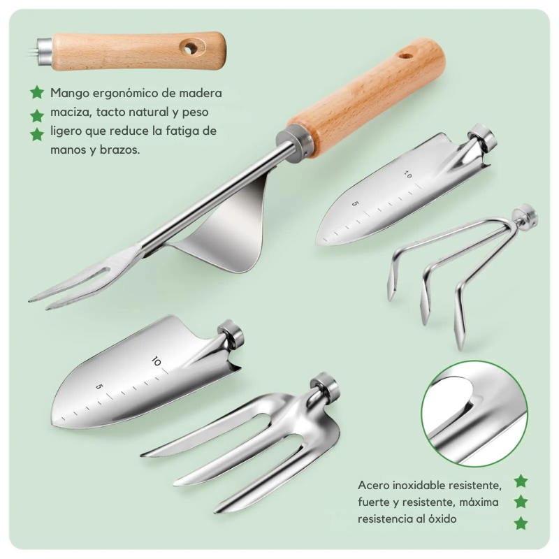 Juego de herramientas de jardinería para mujer
- Organizador de herramientas de jardín - Herramientas de mano duraderas - Jardinería a prueba de óxido - Set de jardinería - Herramientas de jardinería ligeras - Bolsa de herramientas de jardín