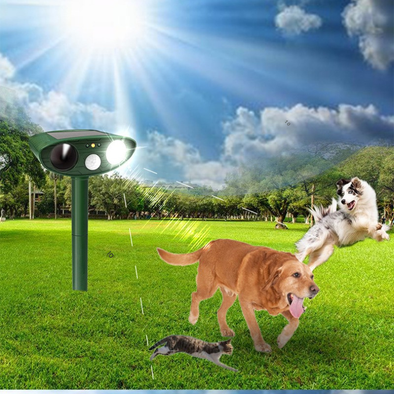 Repelente ultrasónico de animales - Disuasorio de gatos y perros - Repelente impermeable solar - Protección de jardín - Dispositivo para patio - Repelente ecológico - Energía solar recargable