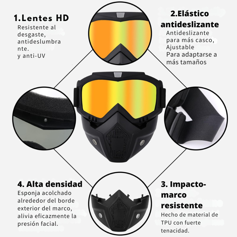 Máscara protectora - Máscaras para vientos - Gafas de motocross - Máscara Airsoft - Protección facial - Gafas ajustables - Equipamiento para deportes - Máscaras para adultos y niños - Máscaras para adultos y niños