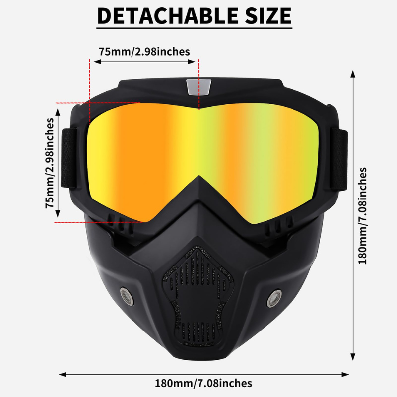 Máscara protectora - Máscaras para vientos - Gafas de motocross - Máscara Airsoft - Protección facial - Gafas ajustables - Equipamiento para deportes - Máscaras para adultos y niños - Máscaras para adultos y niños