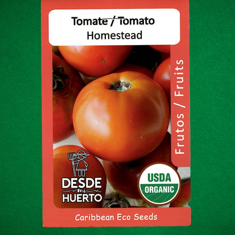 Semillas de tomate
 - Tomate Homestead
 - Variedad heirloom
 - Cultivo de tomate
 - Huerto tropical
 - Semillas de polinización abierta
 - Tomates frescos
 - Recetas de tomate
 - Jardinería sostenible
