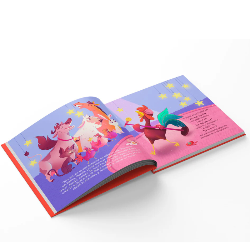 Set Gallo Bilingüe - Gallo García - Peluche educativo - Libro infantil bilingüe - Cuento de valentía - Aprendizaje en español e inglés - Historia para niños - Regalo educativo