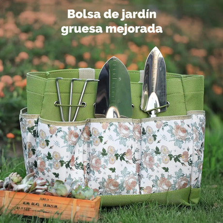 Juego de herramientas de jardinería para mujer
 - Organizador de herramientas de jardín - Herramientas de mano duraderas - Jardinería a prueba de óxido - Set de jardinería - Herramientas de jardinería ligeras - Bolsa de herramientas de jardín