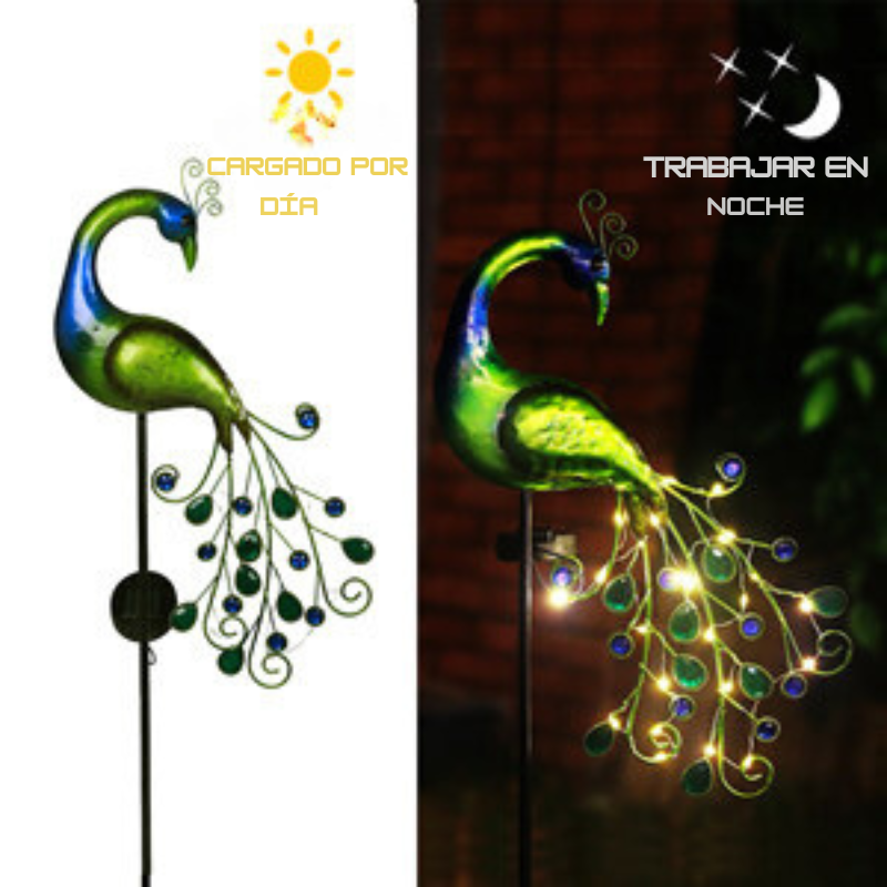 Decoración solar para jardín - Luz LED de césped - Pavo real decorativo
 - Iluminación exterior - Luces solares impermeables  - Accesorios de jardín - Regalos para jardineros