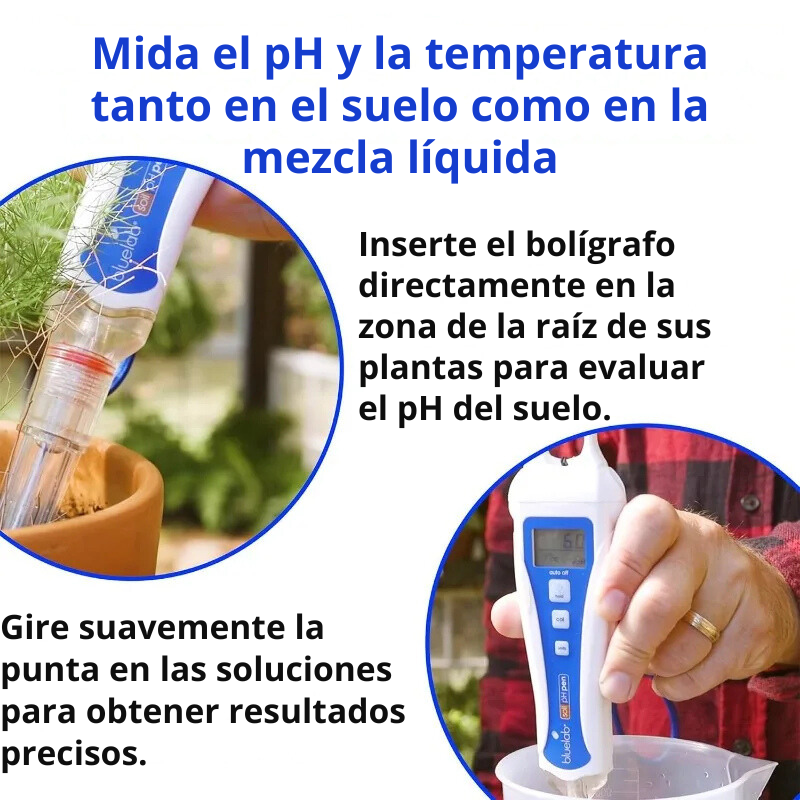 Medidor de pH del suelo - Medidor digital de pH - Herramienta de cultivo - Medición de pH - Cultivo hidropónico - Equipos de jardinería - Calibración de pH - Medidor de temperatura y pH