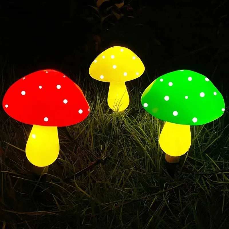 6 Luces solares de hongos para decoración de jardín y caminos -Luces solares impermeables en forma de hongo en colores multicolor, azul y rojo -Iluminación decorativa para exteriores con luces solares de hongos -Luces solares para caminos y eventos navideños en jardín