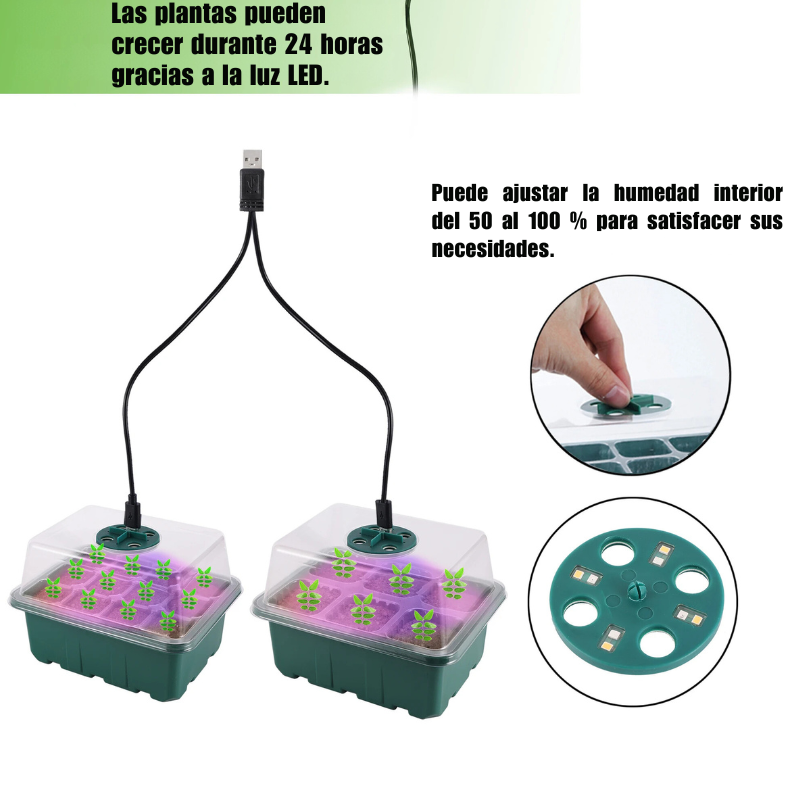 Bandejas para sembrar semillas con luz de cultivo