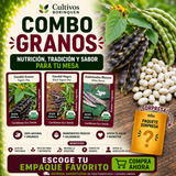 Combo Granos con semillas de gandúl enano, gandúl negro y habichuelas blancas