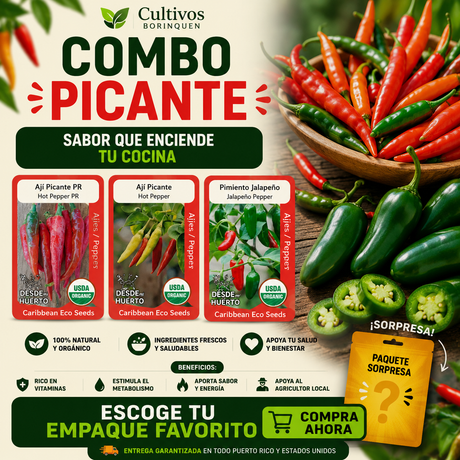 Combo Ají Picante con semillas de ají picante PR, cayenne y jalapeño