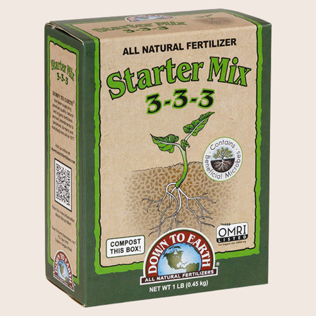 Fórmula de suelo Starter Mix 3-3-3 para germinación y trasplante -Mezcla de suelo con hongos micorrizas para raíces fuertes -Inicio de plantas en contenedores con Starter Mix -Crecimiento vigoroso de plántulas con fertilizante para trasplantes -Preparación de suelo para semillas y plantas en huertos urbanos