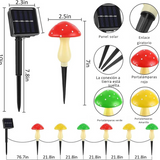 6 Luces solares de hongos para decoración de jardín y caminos -Luces solares impermeables en forma de hongo en colores multicolor, azul y rojo -Iluminación decorativa para exteriores con luces solares de hongos -Luces solares para caminos y eventos navideños en jardín