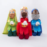 set de peluches Reyes Magos - peluches navideños - decoración navideña - regalo Reyes Magos - peluches Melchor Gaspar Baltazar - peluches para niños - tradición Reyes Magos