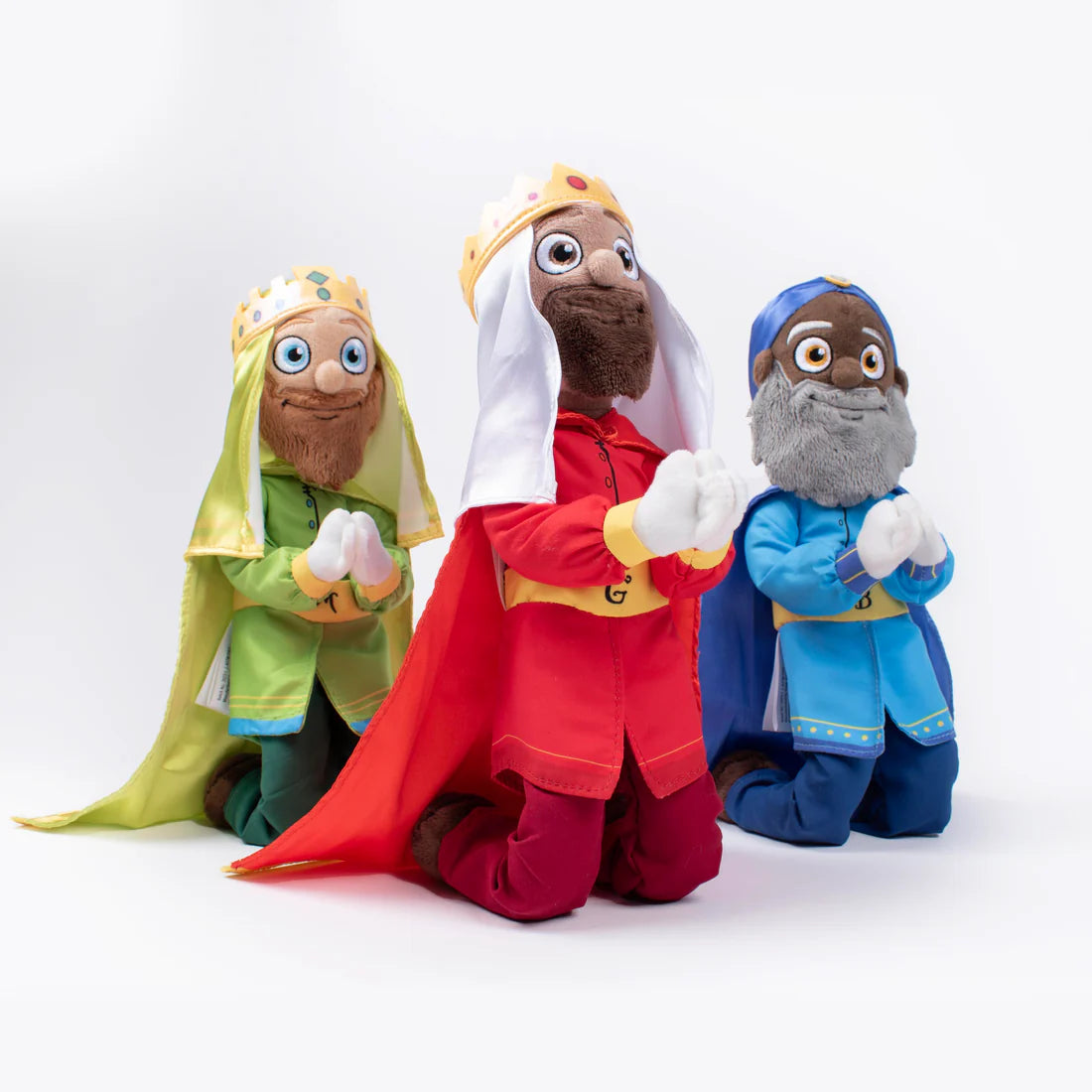 set de peluches Reyes Magos - peluches navideños - decoración navideña - regalo Reyes Magos - peluches Melchor Gaspar Baltazar - peluches para niños - tradición Reyes Magos