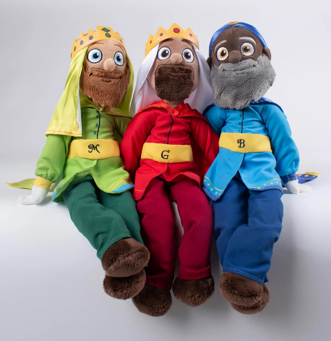 set de peluches Reyes Magos - peluches navideños - decoración navideña - regalo Reyes Magos - peluches Melchor Gaspar Baltazar - peluches para niños - tradición Reyes Magos